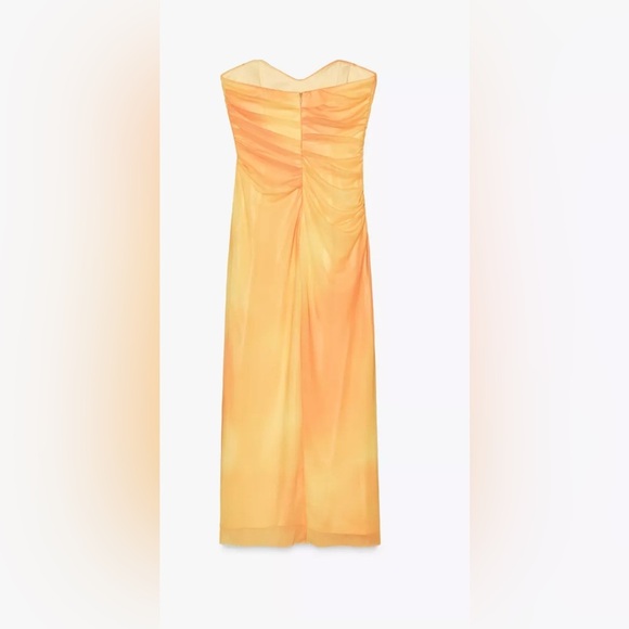 Zara PRINTED TULLE STRAPLESS DRESS - Picture 5 of 6